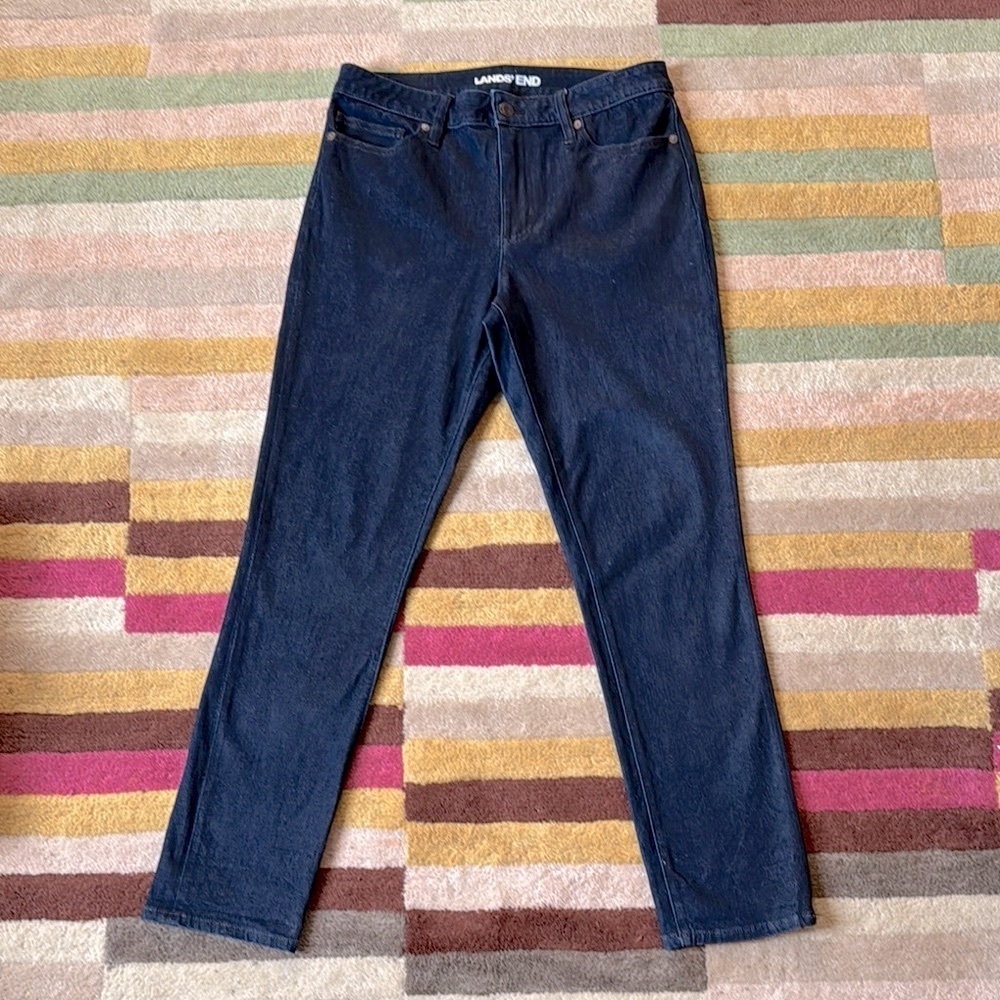 Lands’ End Mid Rise Slim Taille- Haute Jeans Dark Blue Size 10